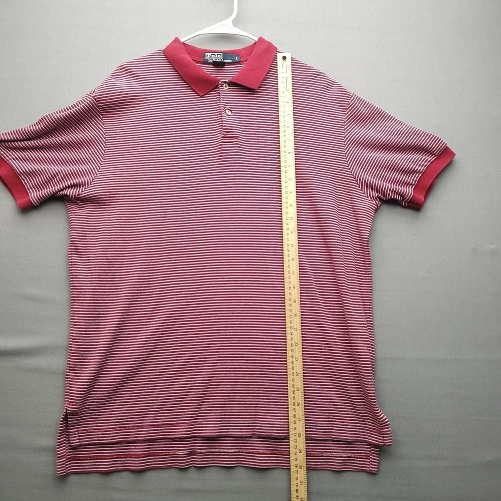 Vintage Polo by Ralph‎ Lauren Shirt Men's Large  Red Stripe Short Sleeve Cotton